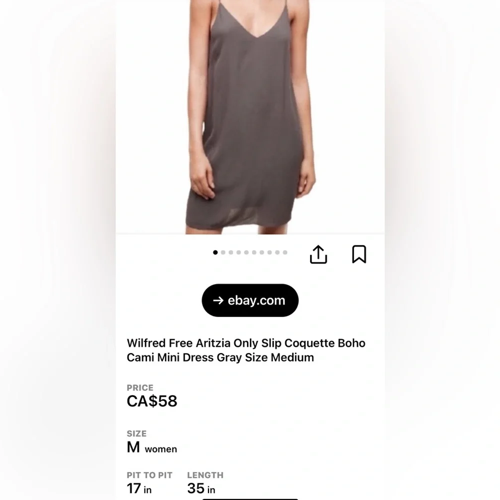 Aritzia Wilfred Free Elegant Taupe Slip Dress! Size Medium - Picture 17 of 17